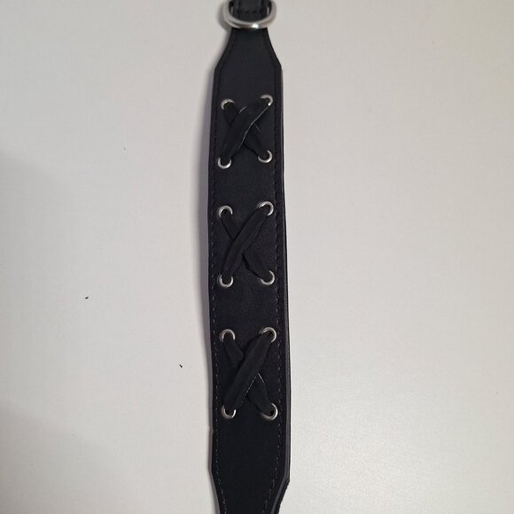 Bret Michaels Black Adjustable Dog Collar With Metal Buckle & Lace-Up Detail - Picture 5 of 8